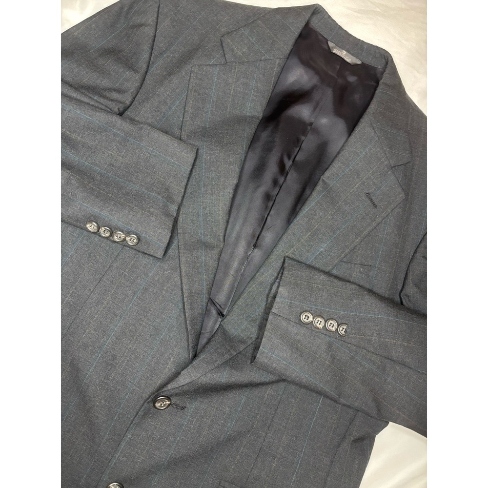 Ralph Lauren Polo University Club Blazer Mens 42 Suit Jacket Grey Stripe‎ Wool